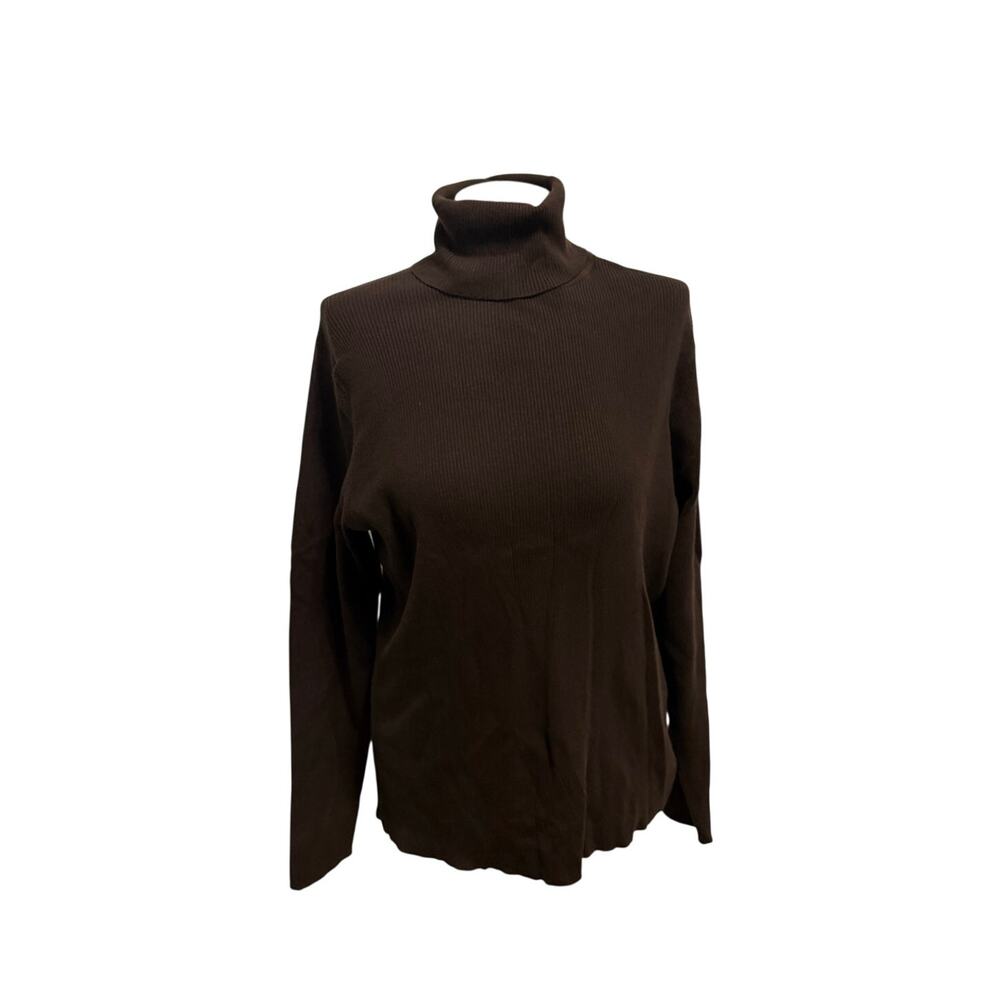 Eddie Bauer Turtleneck Sweater Size XXL Brown | Ribbed Pima Cotton | Long Sleeve